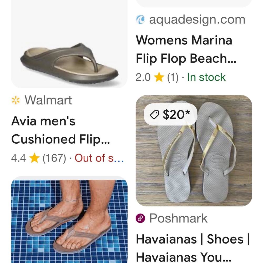 White Flip Flops with Gold Straps - Picture 7 of 7